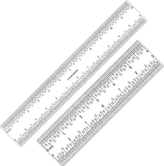 2 Pcs 12" / 30cm T Ruler and Zero-Centering on the Bottom and Standard 12 inch Measurements Ruler for Paper Crafting Card Making Drafting Drawing