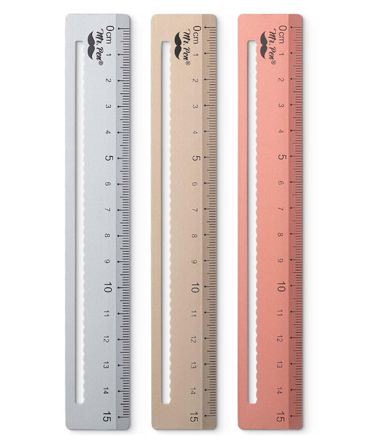 Mr. Pen- Metal Rulers, 3 pcs, 15cm, Silver, Gold, Rose Gold
