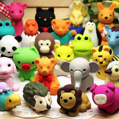 URSKYTOUS 35Pcs Animal Erasers Desk Pets for Kids,Classroom Prizes