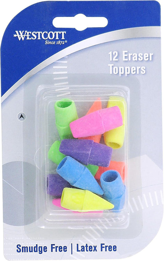 Westcott ‎14891 Pencil Eraser Toppers, Assorted, 12 Pack