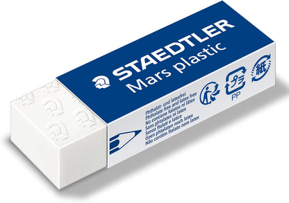 STAEDTLER Mars Plastic Vinyl Erasers (4-Pack), White Erasers for Clean & Precise Results - Latex-Free, Minimal Crumbling, Made in Peru