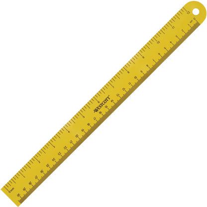 Westcott ‎12 inch Magnetic Flexible Rulers (3 Pack), Yellow, for School, Office, Crafts and DIY, Measuring Tools for Students and Adults