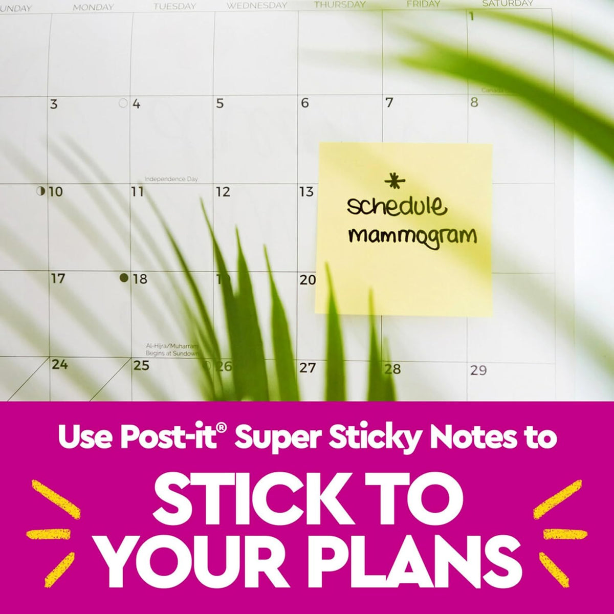 Post-it Super Sticky Notes, 4 x 4 in, Canary Yellow, 6 Lined Pads