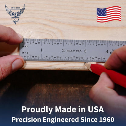 PEC Tools 6"/150mm Machinist Ruler, Made in USA