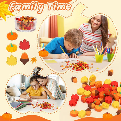 JUNEBRUSHS 150Pcs Fall Mini Erasers, Cute Thanksgiving Erasers Bulk