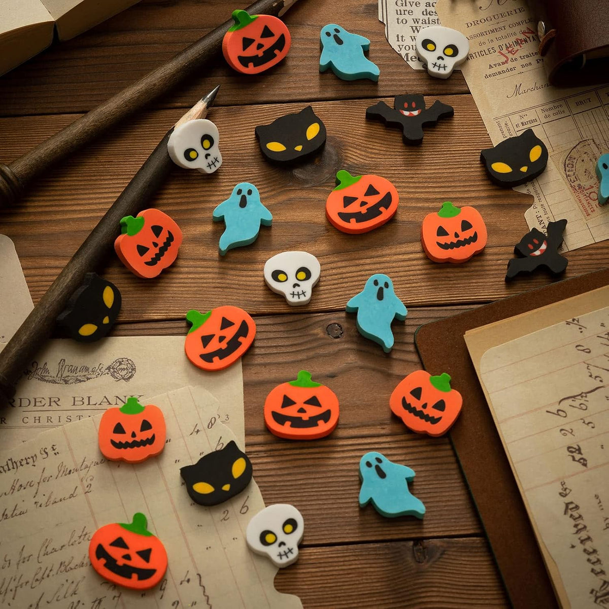 YGAOHF 150 Pack 6 Styles, Fun Pumpkin Ghost Bat Erasers, Cute Mini Erasers