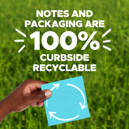 Post-it Recycled Super Sticky Pop-up Notes, 1 7/8" x 1 7/8", Wanderlust Pastels Collection, 70 Sheet/Pad, 18 Pads/Pack