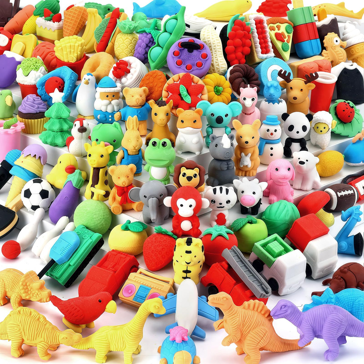 URSKYTOUS 35Pcs Animal Erasers Desk Pets for Kids,Classroom Prizes