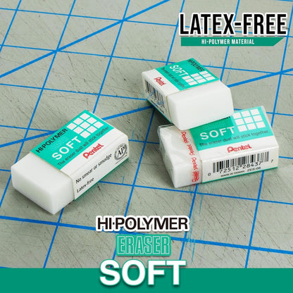 Pentel Clean Eraser, No Mess- No Residue, Hi-Polymer Soft Erasers for Pencils - White - 10 Pack - for Art, Office, and School use (10)