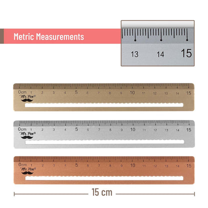 Mr. Pen- Metal Rulers, 3 pcs, 15cm, Silver, Gold, Rose Gold
