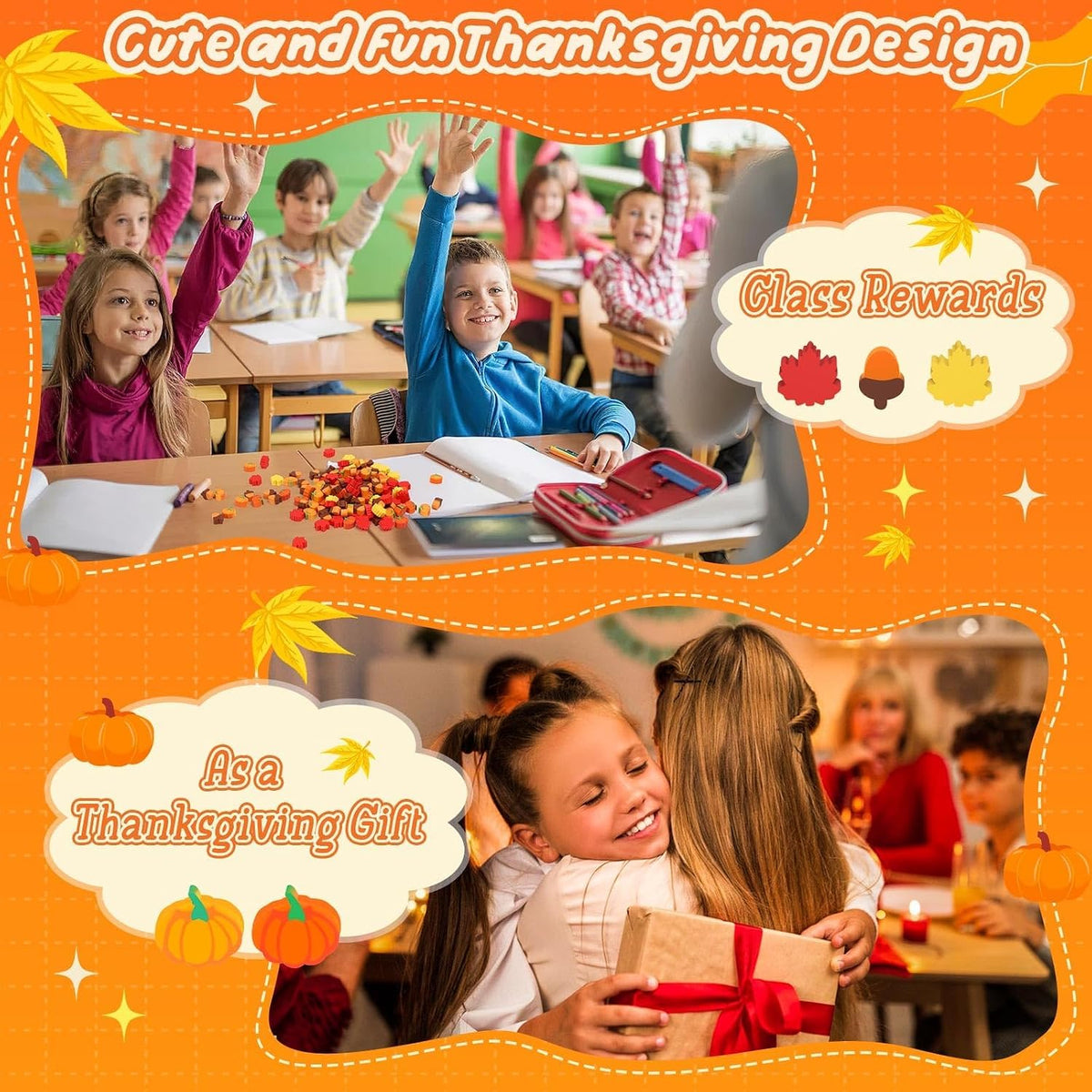 JUNEBRUSHS 150Pcs Fall Mini Erasers, Cute Thanksgiving Erasers Bulk