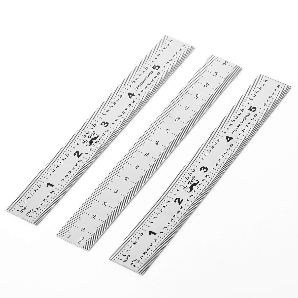 Mr. Pen- Machinist Ruler, 2 Pack, 150mm, Stainless Steel Imperial