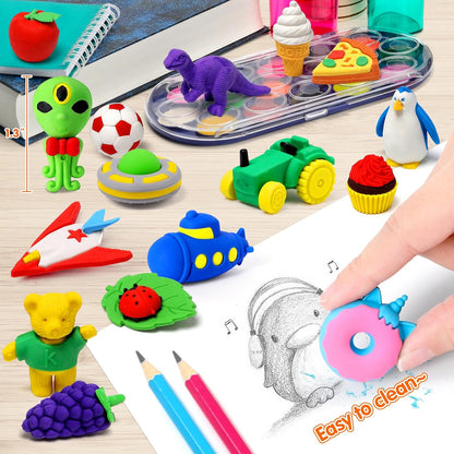 70Pcs Animal Pencil Erasers, Desk Pets for Treasure Chest, School Rewards