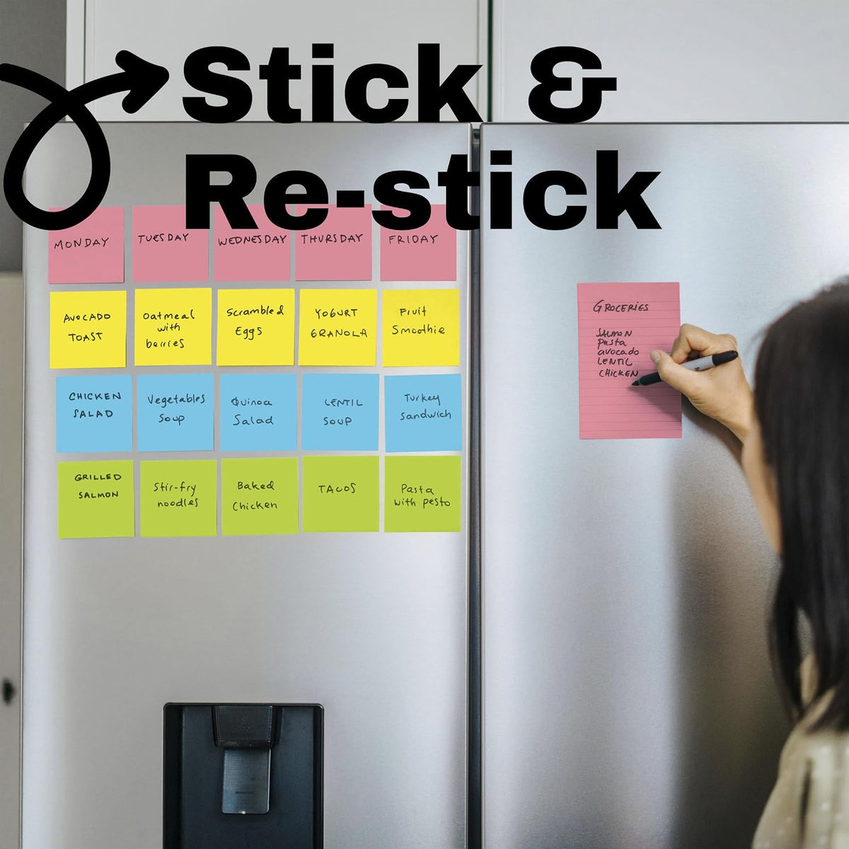 Post-it Super Sticky Notes, 4 x 4 in, Neon Fizz, 6 Lined Pads