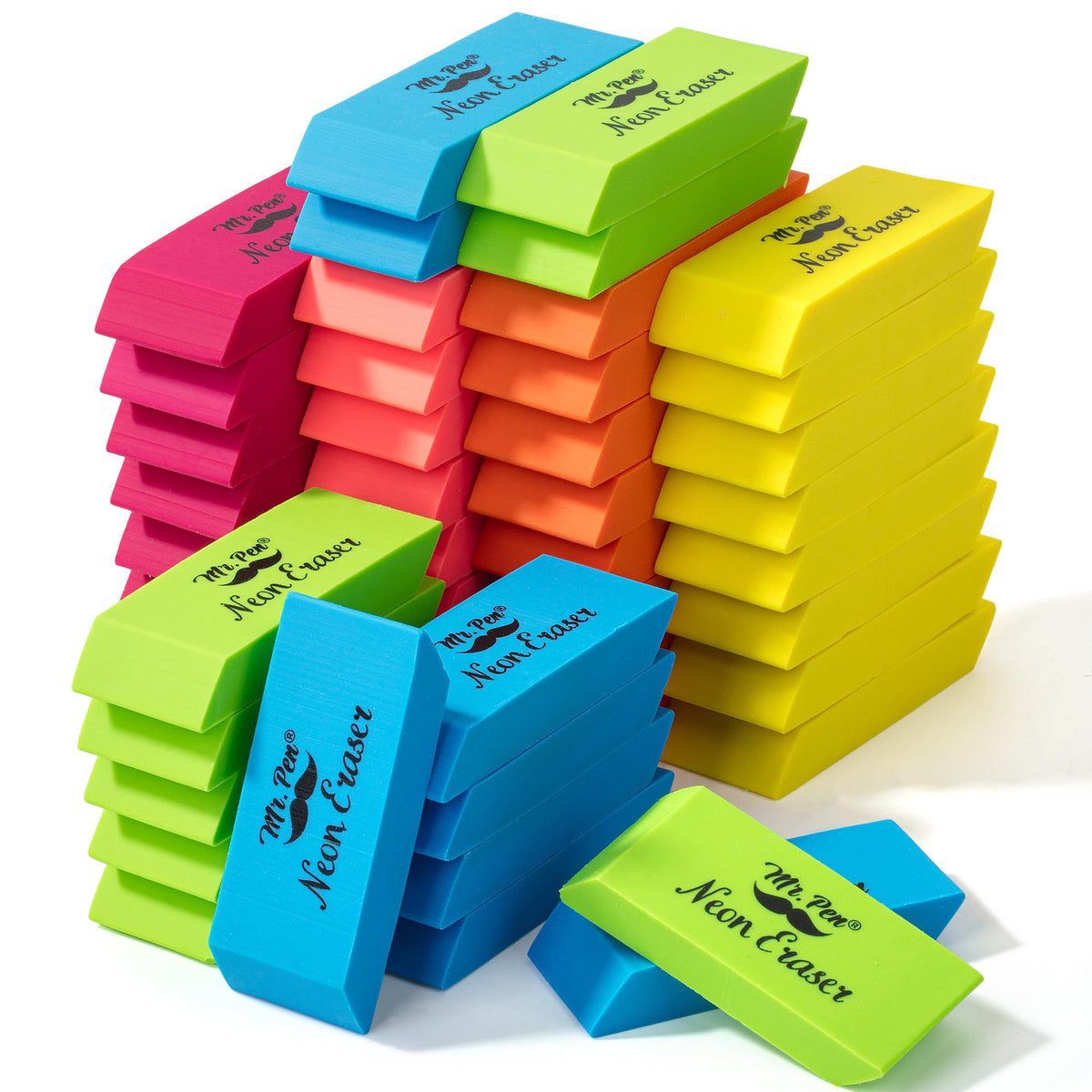 Mr. Pen- Pink Pencil Eraser, 12 Pack