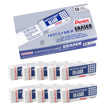Pentel HI-Polymer Eraser Combo Pack, 6 Caps, 1 Large (ZEH0210BP7)