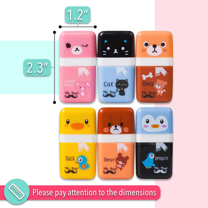Mr. Pen- Eraser with Cover and Roller, 6 Pack, Animal Theme