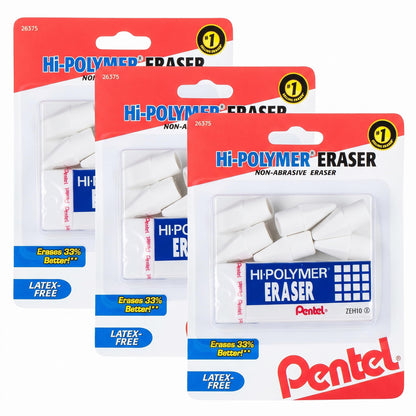 Pentel HI-Polymer Eraser Combo Pack, 6 Caps, 1 Large (ZEH0210BP7)