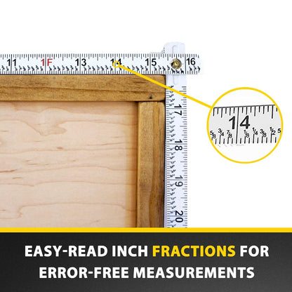 Perfect Measuring Tape Co. FR-72 Carpenter's Folding Rule Lightweight Composite Construction Ruler (Folding Yard Stick) with Easy-Read Inch Fractions - 6.5ft / 2m