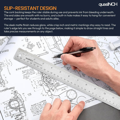 Stainless Steel Metal Ruler, 30.5 cm & 12 inches, Silver Color
